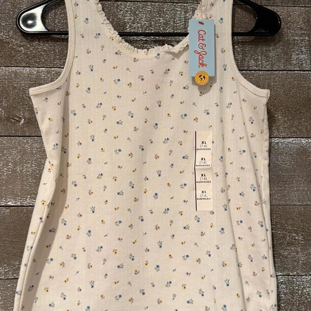 Cat & Jack Ditsy‎ Floral Tank Top – Girls XL (14)